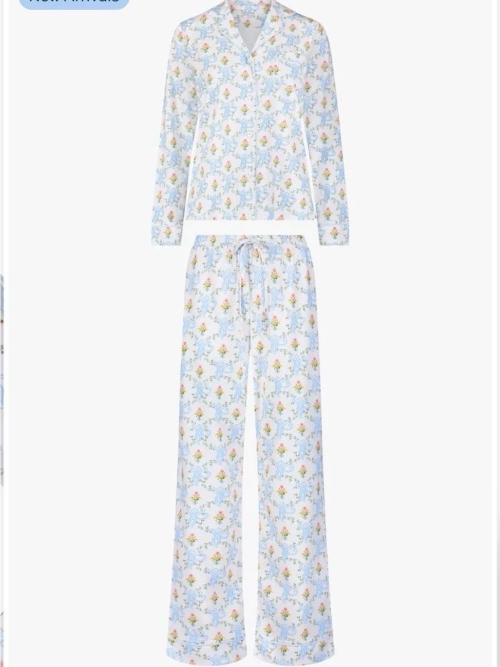 Nwt Roller Rabbit X Hill House Home Blue Floral Monkey Trellis Pajama Set Medium